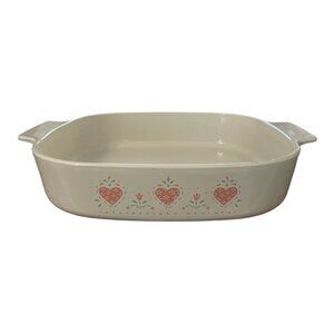 Corning Ware Casserole Dish – Country Heart Pattern – Square Baking Dish – 8x8 –